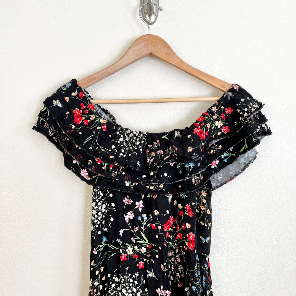 ALICE + OLIVIA Cherri Off Shoulder Floral Lace Maxi Gown in Black - Picture 10 of 15